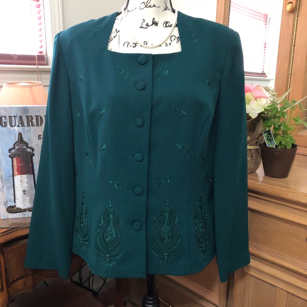 PLAZA SOUTH JACKET SIZE 16P Teal color EXC